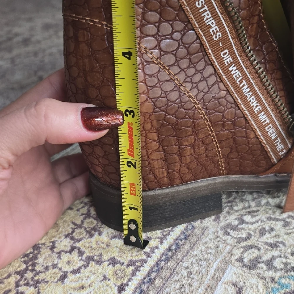 Leather Ankle Boots, 3" Hidden Hills Crocodile Pattern&Fur Inside. Sz 38/ Us 8 - Picture 4 of 9
